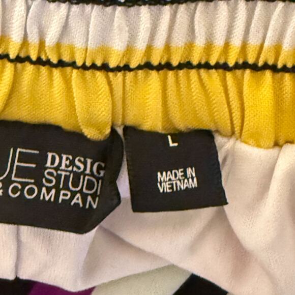 New York & Co Maxi Skirt Size L Dopamine Art Deco Striped Psychedelic - Picture 7 of 13